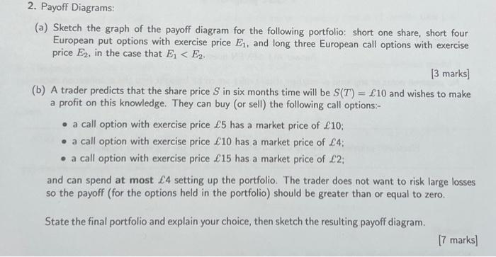 Solved (a) Sketch the graph of the payoff diagram for the | Chegg.com