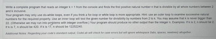 Solved Write a complete program that reads an integer k>1 | Chegg.com