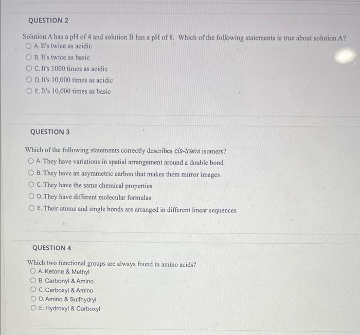 Solved Solution A has a pH of 4 and solution B has a pH of 8 | Chegg.com