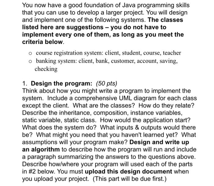 Solved You now have a good foundation of Java programming | Chegg.com