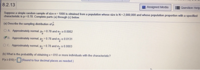 Solved 8.2.13 Assigned Media Question Help Suppose a simple | Chegg.com