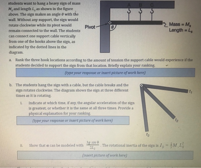 Solved students want to hang a heavy sign of mass M and