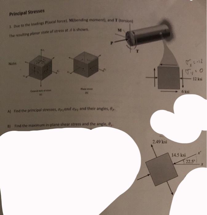 Solved Principal Stresses 1. Due to the load axial force), | Chegg.com
