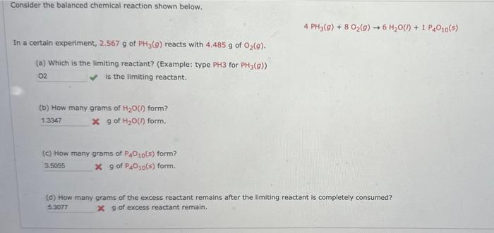 Solved Consider the balanced chemical reaction shown below. | Chegg.com