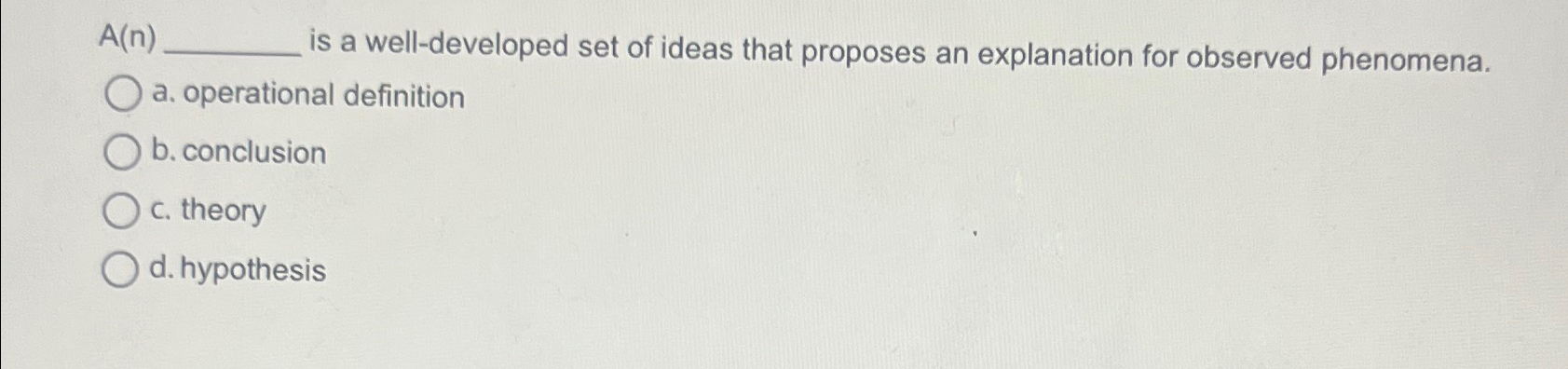 Solved A(n) ﻿is a well-developed set of ideas that proposes | Chegg.com