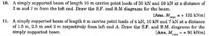 Solved 10. A simply supported beam of length 10 m carries | Chegg.com