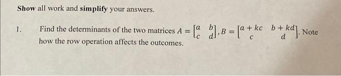 Solved Show all work and simplify your answers. 1. Find the | Chegg.com