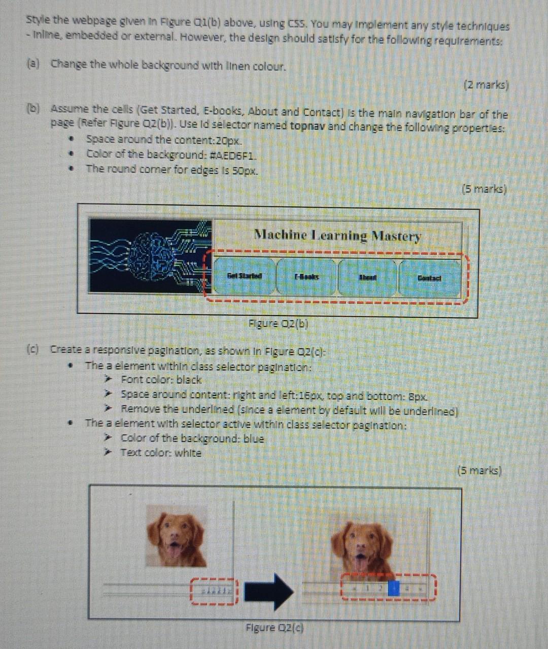 Style the webpage given in Figure Qi(b) above, using | Chegg.com