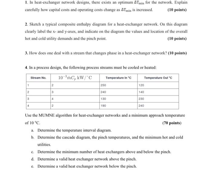 Solved 1. In heat-exchanger network designs, there exists an | Chegg.com