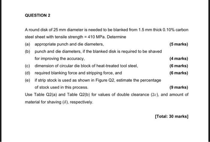 Solved QUESTION 2 A round disk of 25 mm diameter is needed | Chegg.com