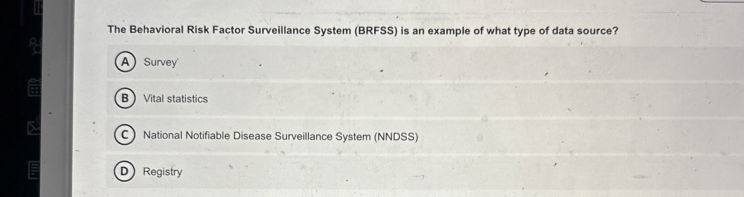 Solved The Behavioral Risk Factor Surveillance System | Chegg.com