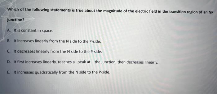 Solved Which of the following statements is true about the | Chegg.com