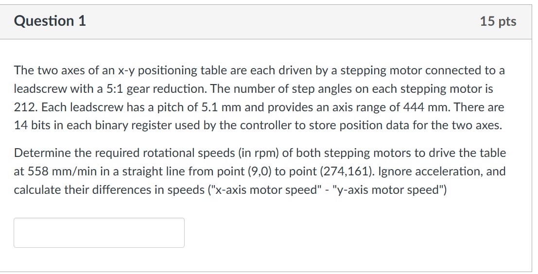Solved Question 1The two axes of an xy ﻿positioning table