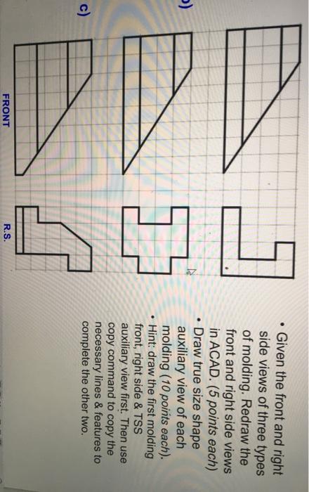 Solved -) Given the front and right side views of three | Chegg.com