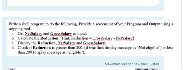 Solved Write a shell program to do the following. Provide a | Chegg.com