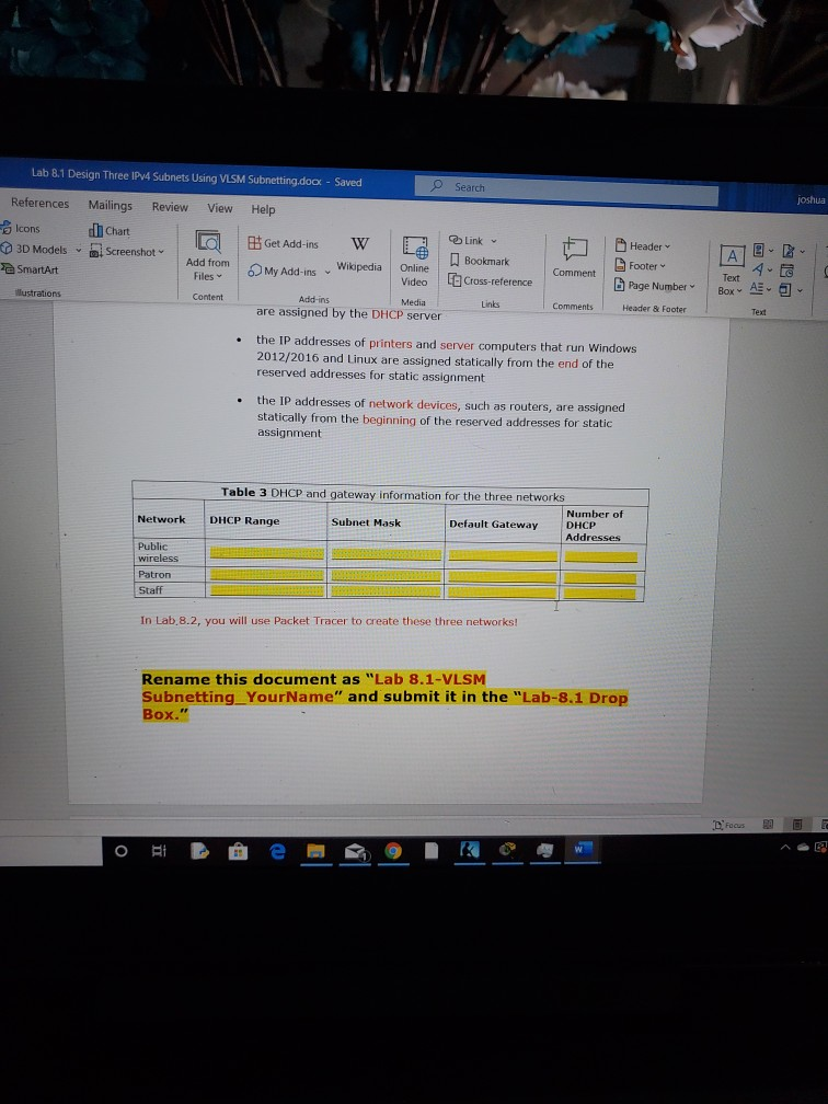 8.1 Design Three IPv4 Using VLSM