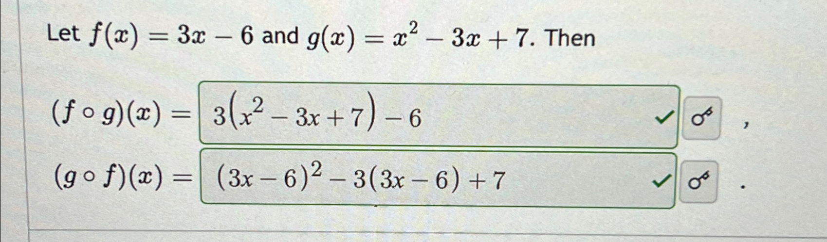 Solved Let F X 3x 6 ﻿and G X X2 3x 7