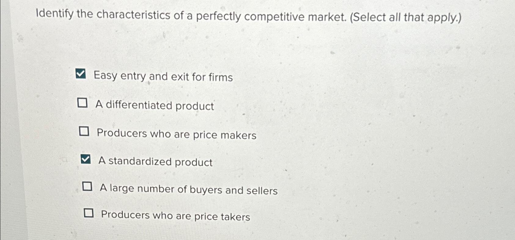 Solved Identify the characteristics of a perfectly | Chegg.com