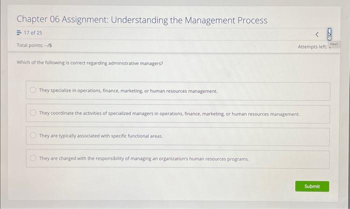 Solved Chapter 06 Assignment: Understanding The Management | Chegg.com