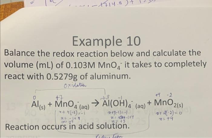 Solved Example 10 Balance the redox reaction below and | Chegg.com