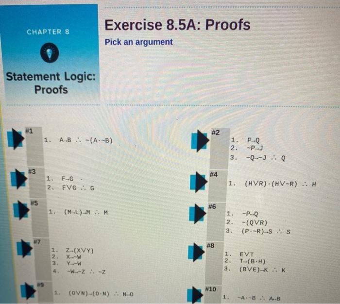 Solved Chapter 8 Exercise 8 5a Proofs Pick An Argument S Chegg Com