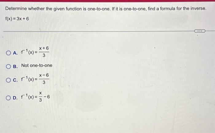 Determine whether the given function is one-to-one. | Chegg.com