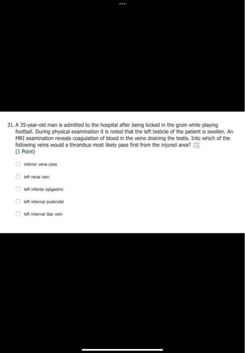 Solved 31. A 35-year-old man is admitted to the hospital | Chegg.com