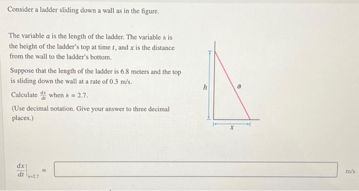 Solved Consider a ladder sliding down a wall as in the | Chegg.com