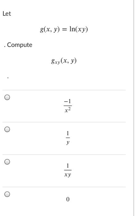 Solved Let G X Y In Xy Compute Andxy X Y 금 1 Y ху 0