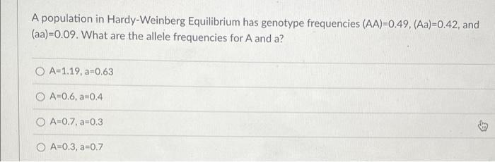 Solved A Population In Hardy-Weinberg Equilibrium Has | Chegg.com