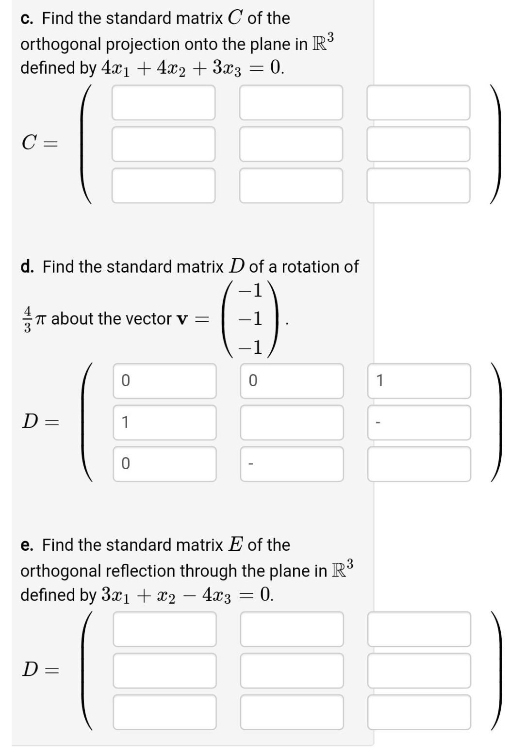Solved c. Find the standard matrix C of the orthogonal | Chegg.com