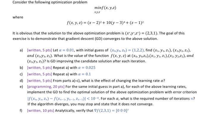 Solved Consider the following optimization problem | Chegg.com