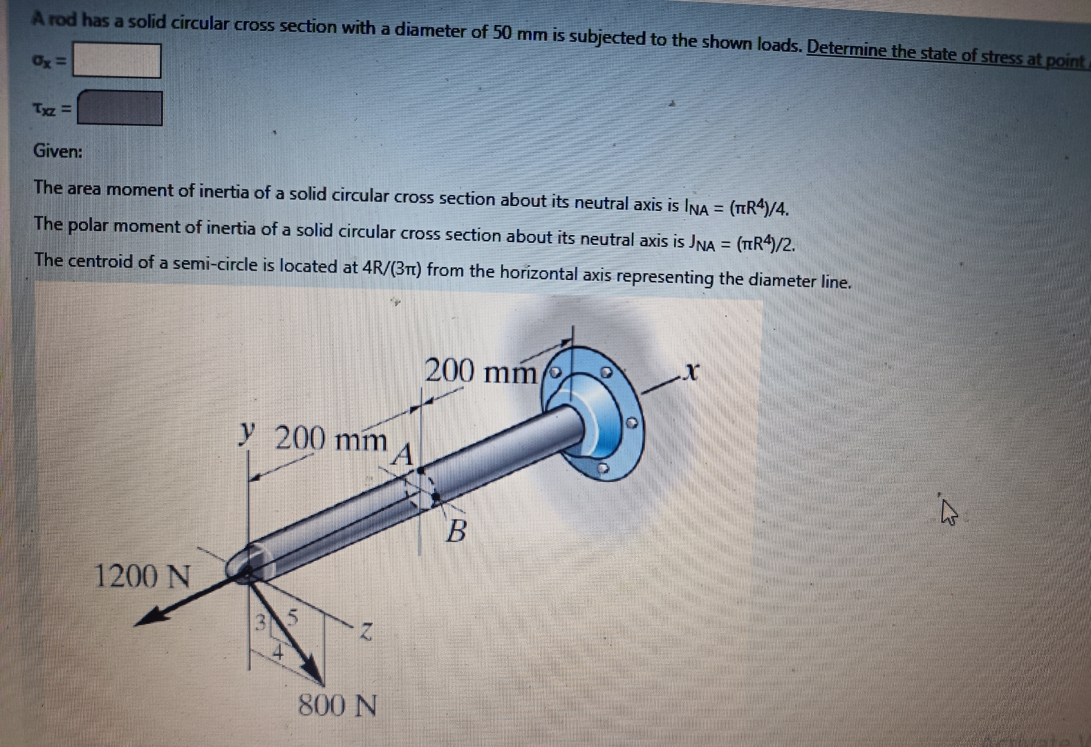 Solved A rod has a solid circular cross section with a | Chegg.com