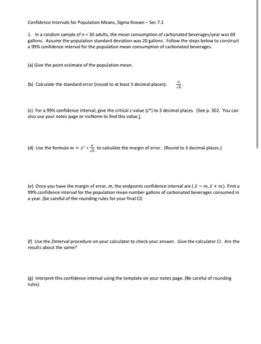 Solved Confidence Intervals for Population Means, Sizma | Chegg.com