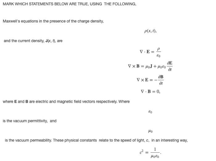 Solved Mark Which Statements Below Are True Using The Fo Chegg Com