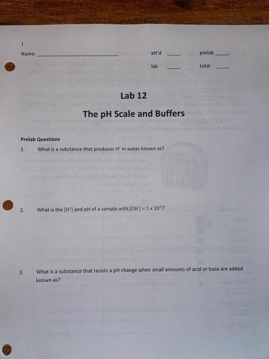 Solved Ph Report Sheet Acids Bases Ph And Buffers A C vrogue.co