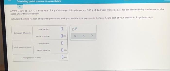 Solved Calculating partial pressure in a gas mixture A 9.00 | Chegg.com