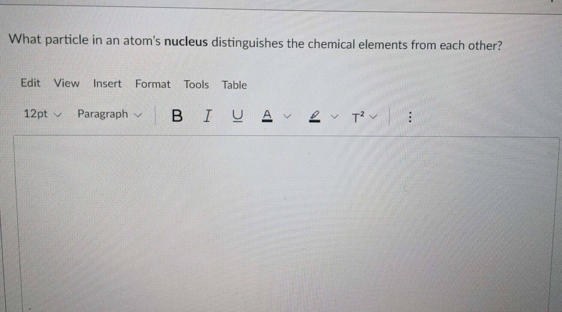 the neutral particle found in the nucleus of an atom is called