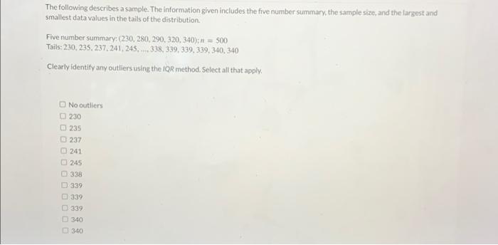 Solved The following describes a sample. The information | Chegg.com ...