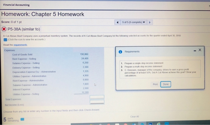 Solved Financial Accounting Homework: Chapter 5 Homework х | Chegg.com