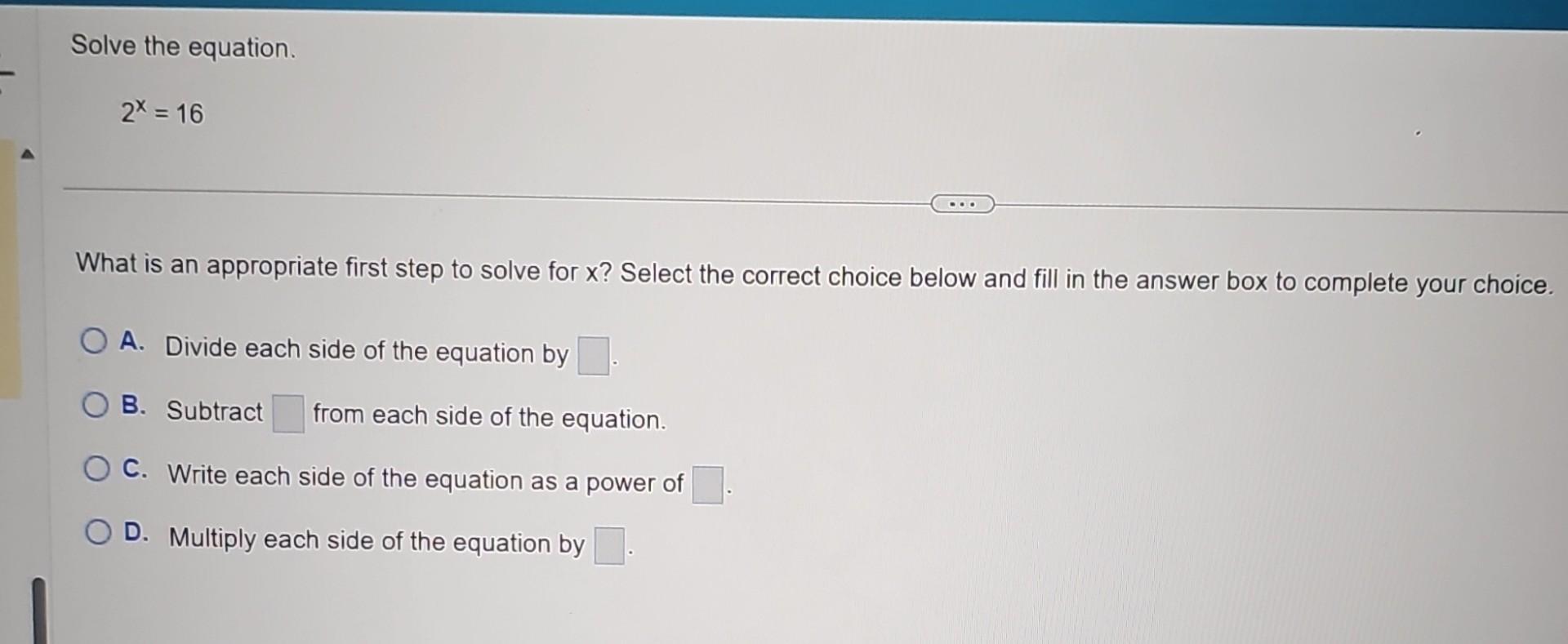 how to solve 16 to the power of 1 2