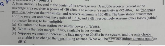 Solved A base station is located at the center of its | Chegg.com
