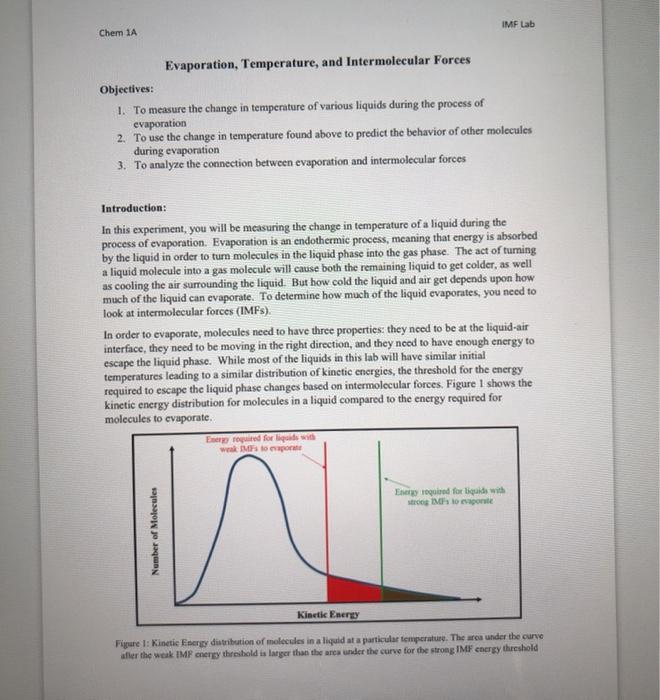 IMF Lab Chem 1A Evaporation, Temperature, and