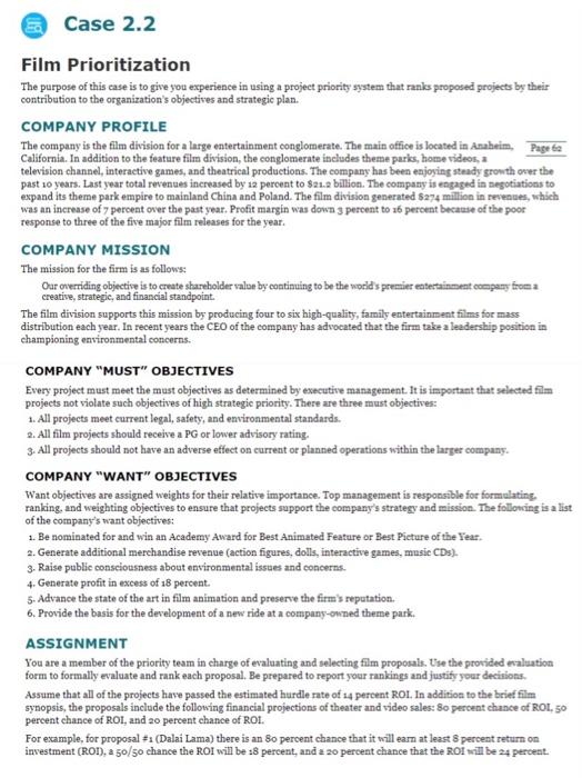 case study 2 2 film prioritization