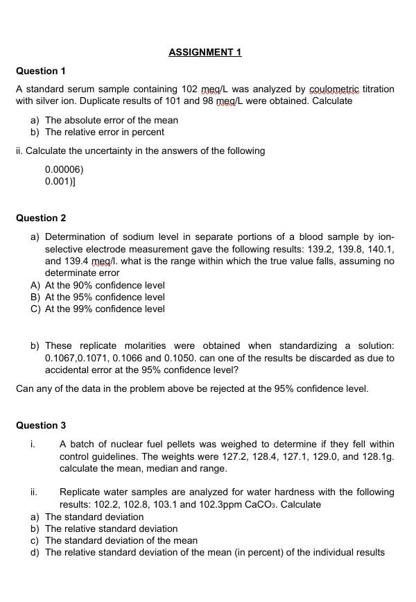 solved-assignment-1-question-1-a-standard-serum-sample-chegg