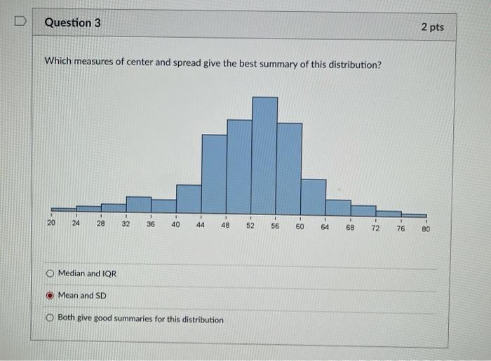 Solved D Question 3 2 pts Which measures of center and | Chegg.com