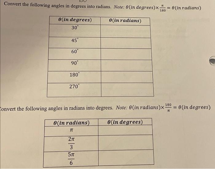 Solved Convert the following angles in degrees into radians.