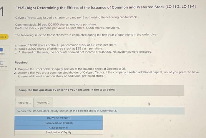 Solved E11-5 (Algo) Determining the Effects of the Issuance | Chegg.com