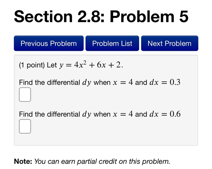 Solved Section 2.8: Problem 5 Previous Problem Problem List | Chegg.com