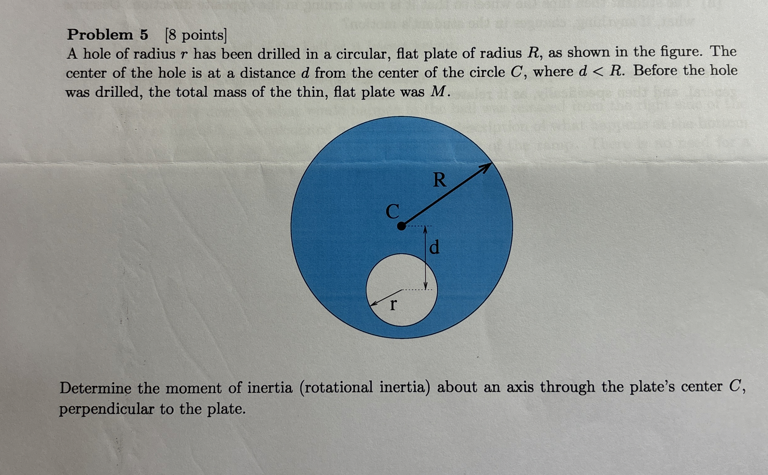 Solved Problem 5 [8 ﻿points]A hole of radius r ﻿has been | Chegg.com